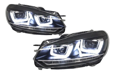 Fari anteriori per VW Golf 6 VI 08-13 LED 3D DRL U-Golf 7 Look Light Flowing Flowing