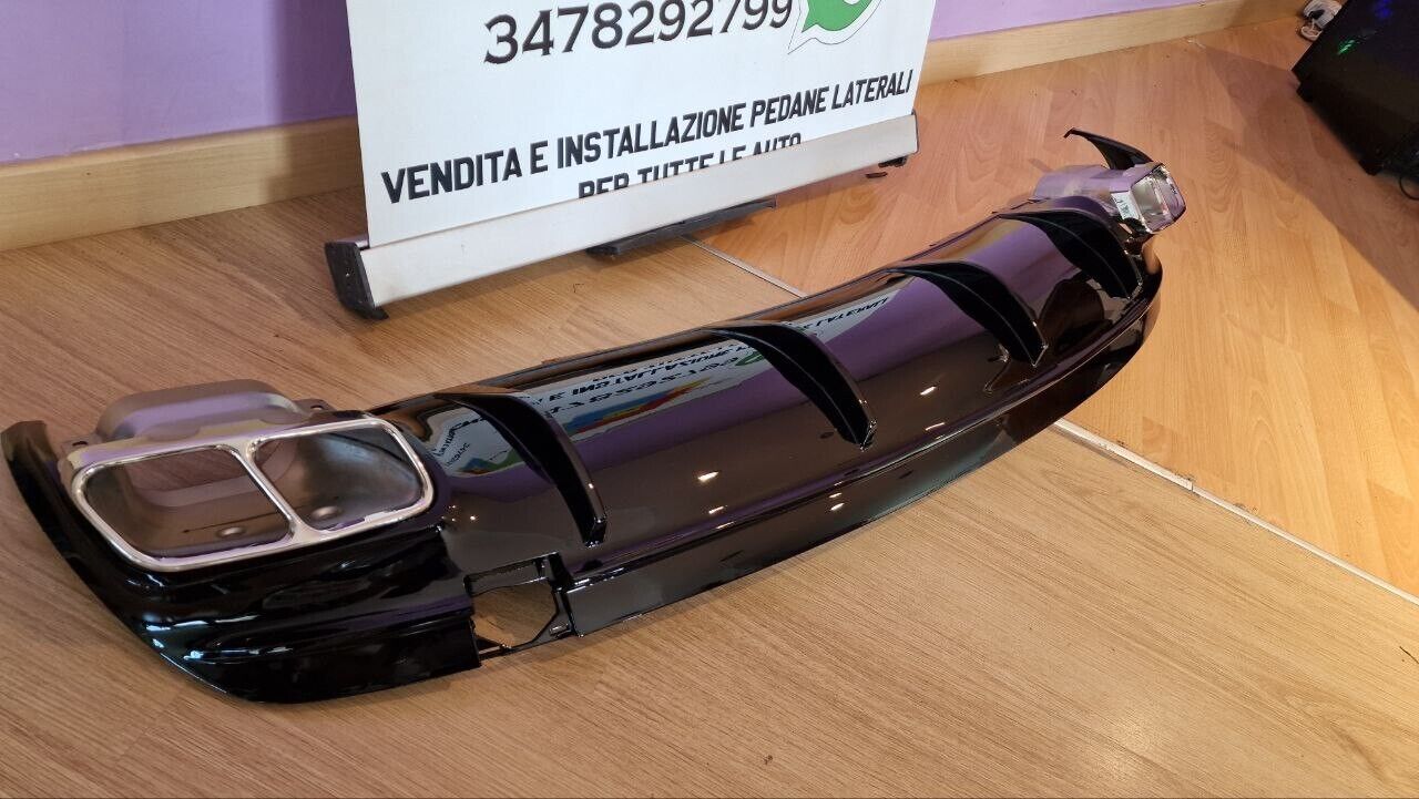 DIFFUSORE ADATTO PER MERCEDES CLA W117 LOOK A45 NERO LUCIDO + TERMINALI.