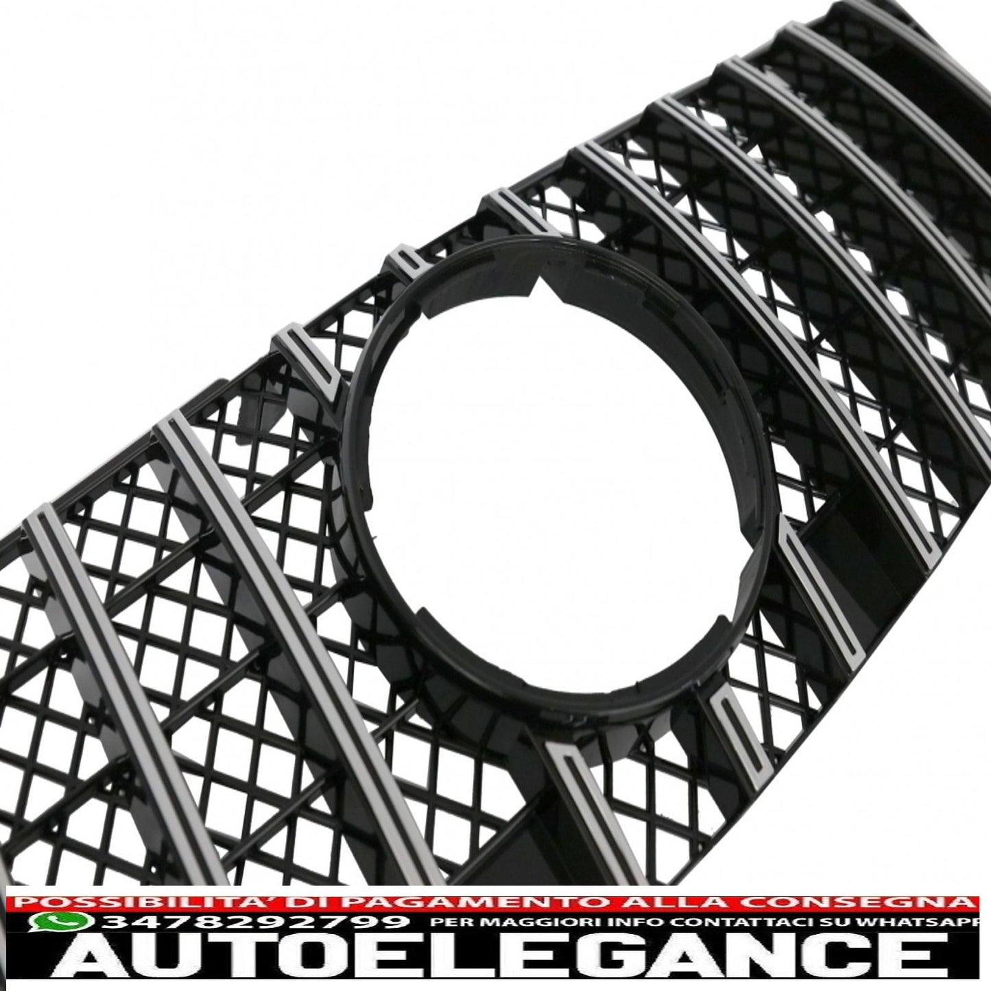 front center grille suitable for mercedes ml w164 facelift (07.2008-2011) gt-r design panamericana black chrome