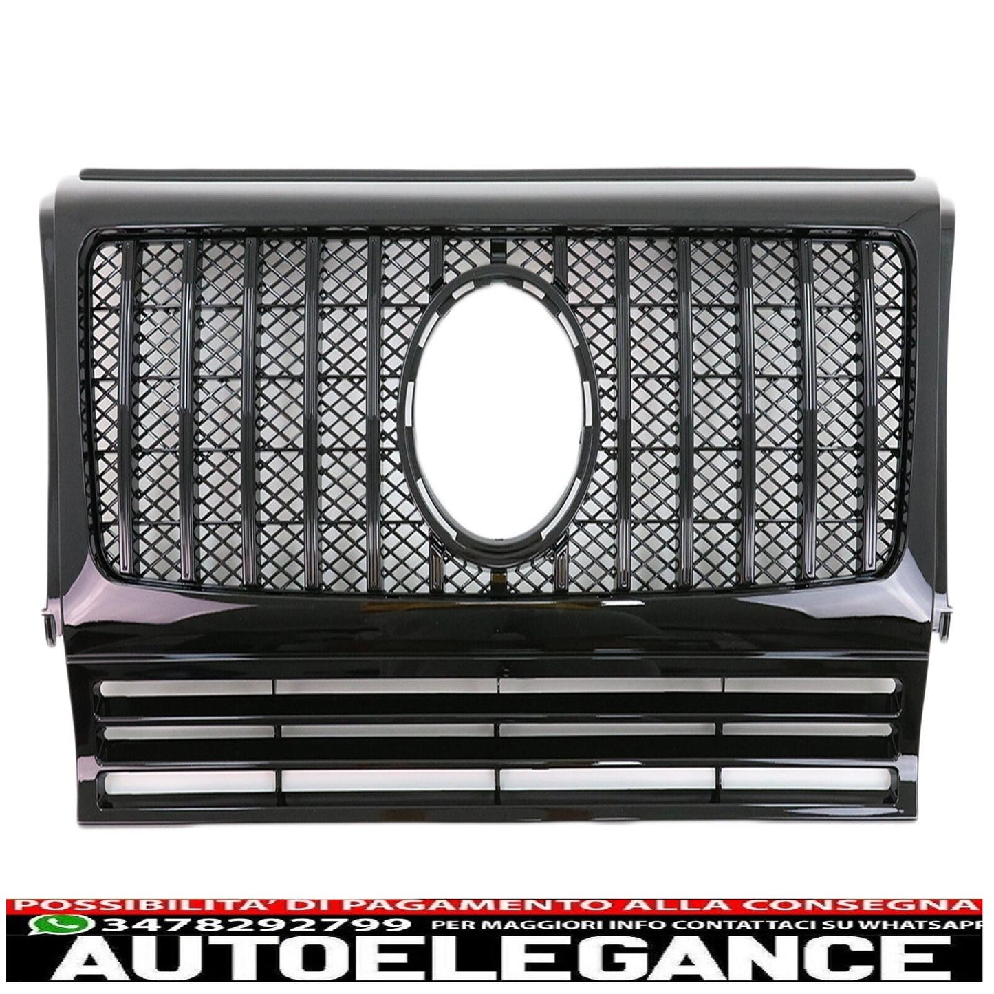 Griglia per Mercedes G W463 1990-2014 G63 GT-R Panamericana Look Nero lucido