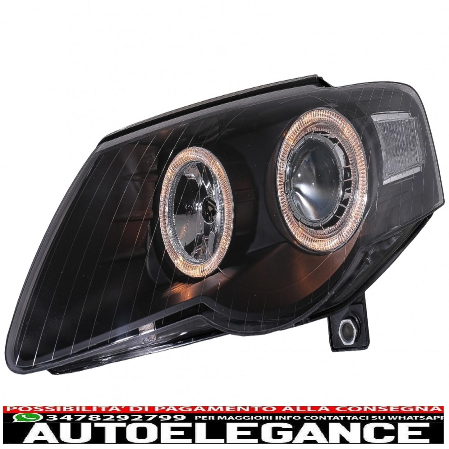 headlights suitable for vw passat b6 3c (03.2005-2010) 2 black halo rims 