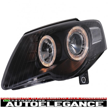 headlights suitable for vw passat b6 3c (03.2005-2010) 2 black halo rims 