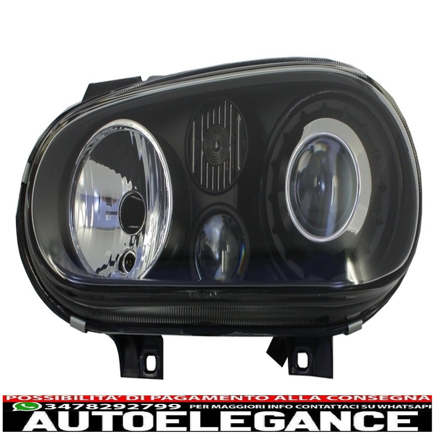 front bumper with spoiler and black headlights suitable for vw golf iv 4 mk4 (10.1997-09.2003) look r32