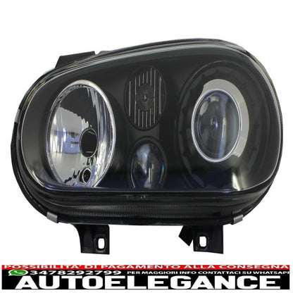 front bumper with spoiler and black headlights suitable for vw golf iv 4 mk4 (10.1997-09.2003) look r32