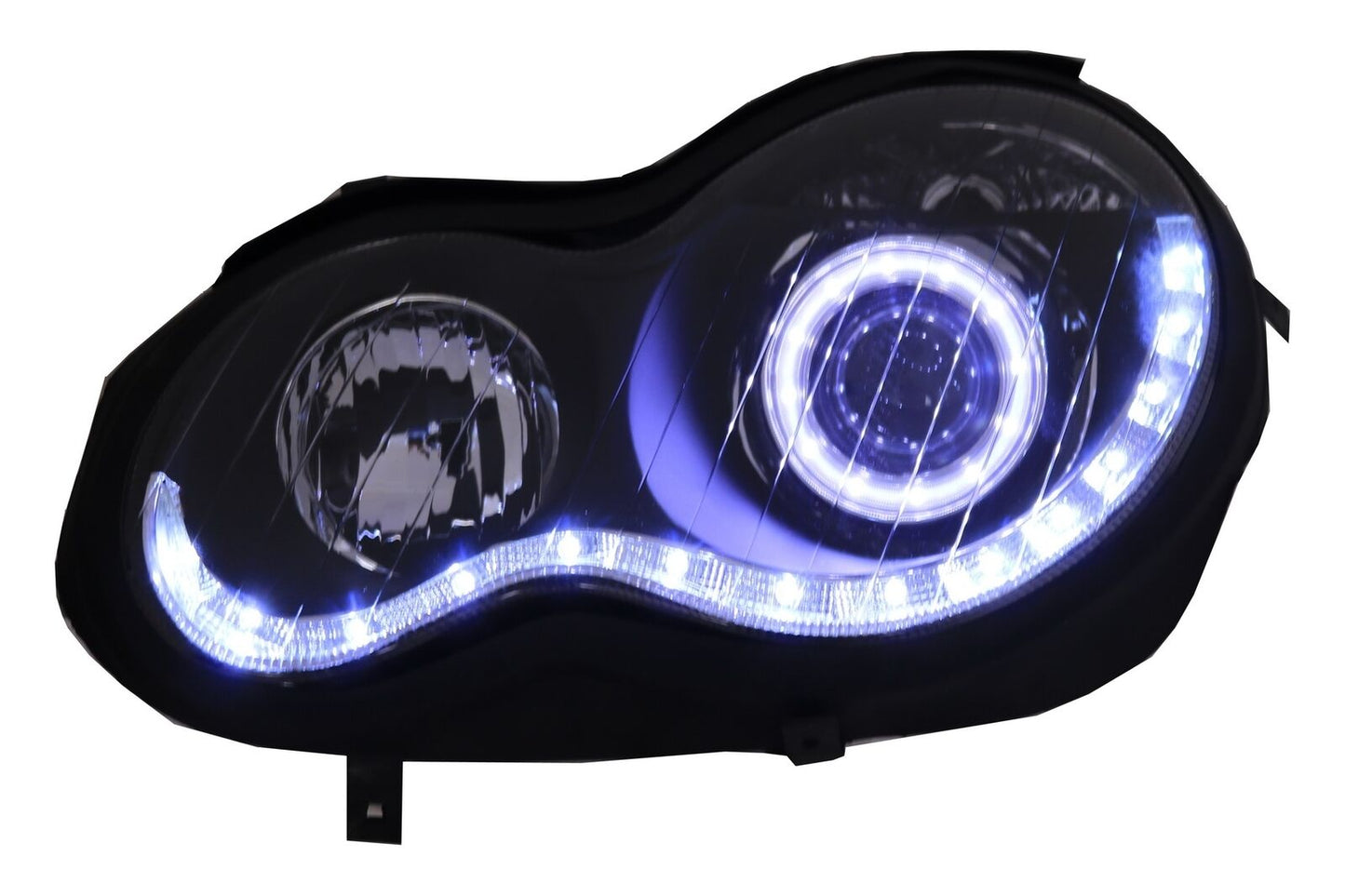 Angel Eyes Headlights for Mercedes C-Class W203 2000-2007 Left Black 