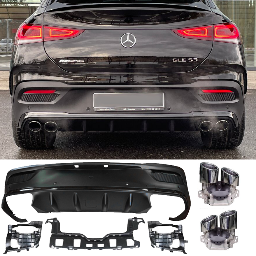 DIFFUSORE+TERMINALI ADATTI PER MERCEDES-BENZ W167 C167 GLE COUPE LOOK 53 AMG