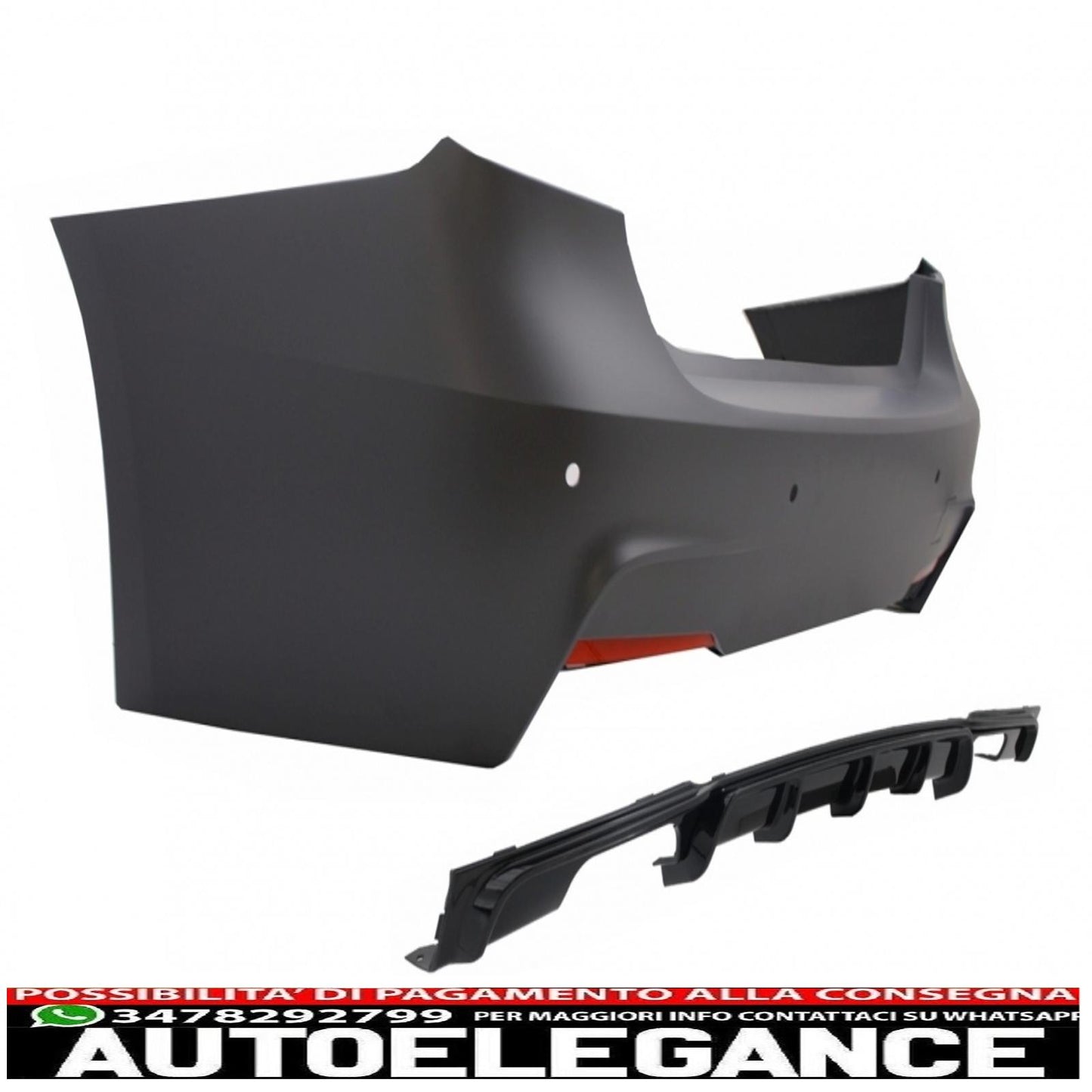 paraurti posteriore con diffusore a doppia uscita e sistemi di scarico adatti per BMW Serie 3 F30 (2011-up) Performance Design