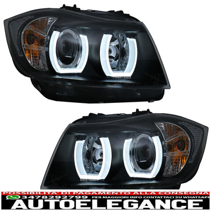 3D U-LED Xenon Headlights for BMW 3 E90 Limousine E91 Touring 03.2005-08.2008 LHD Black 