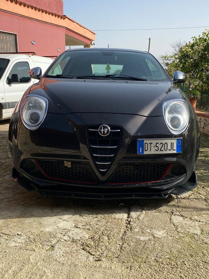 ALFA ROMEO MITO 2008+ LAMA SOTTO PARAURTI ANTERIORE NERO LUCIDO IN ABS SPLITTER AUTOELEGANCERICAMBI
