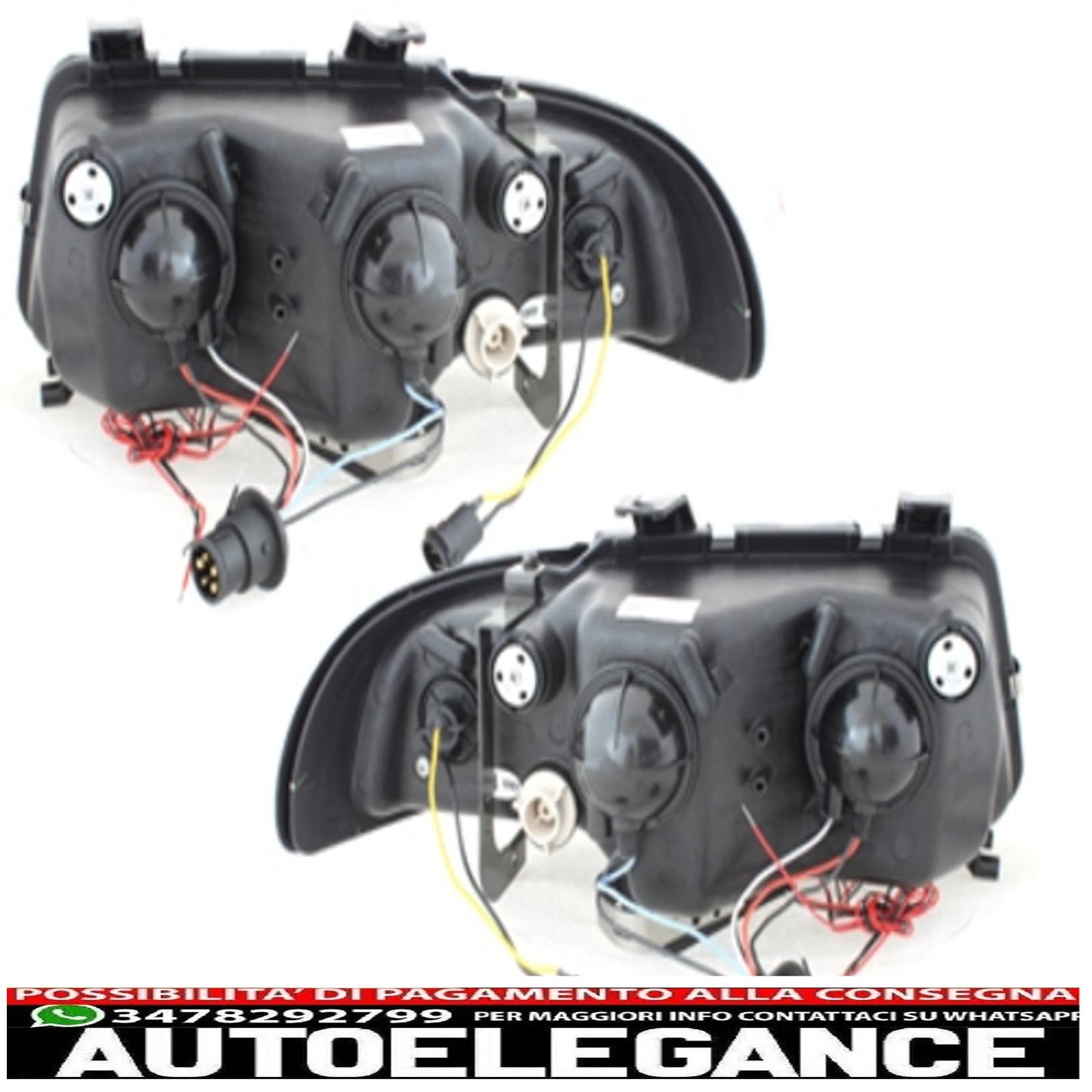 headlights suitable for audi a4 b5 (1995-1998) angel eye 2 black halo rims