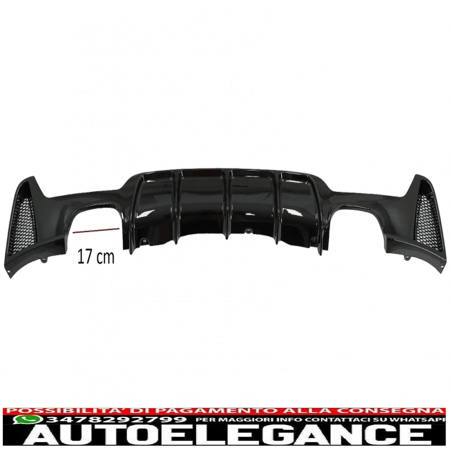 Rear Bumper Diffuser Suitable For BMW 4 Series F32 F33 F36 (2013-2019) Coupe Cabrio M Design Twin Double Outlet Piano Black 