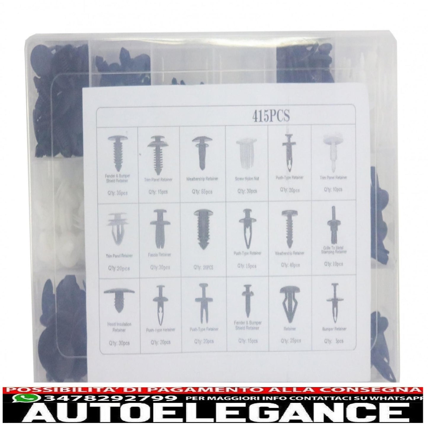 415pcs car clip plastic screw kit 