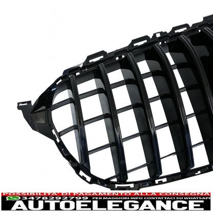 front grille suitable for mercedes c class w205 s205 c205 a205 (2014-2018) gt-r design panamericana black without camera 
