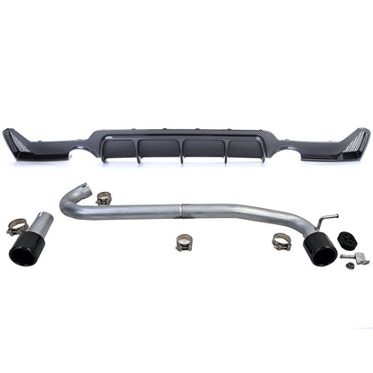 DIFFUSORE + TERMINALI DI SCARICO 1+1 ADATTI PER BMW SERIE 4 F32 F33 F36