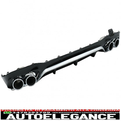 diffusore posteriore con terminali di scarico adatto per mercedes classe e w213 sport line (2016-2019) e53 design silver edition