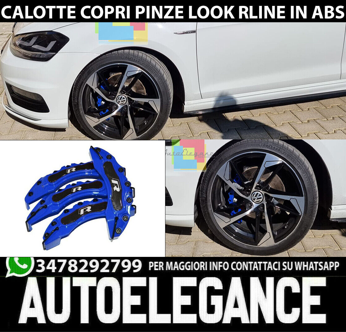 CERCHI IN LEGA 18" ADATTI PER VW GOLF GTD GTI LOOK R DESIGN SPORTIVO +  COVER PINZE FRENI BLU LOOK RLINE