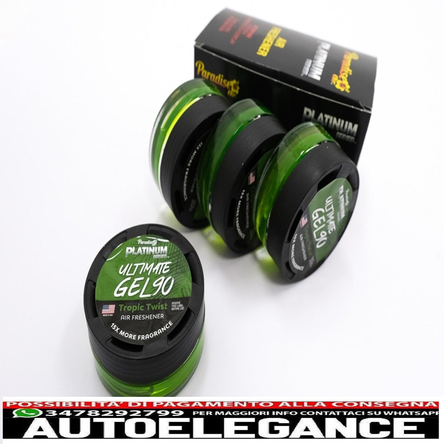 Paradise Fresh Air Ultimate gel deodorante per ambienti serie Platinum elimina odori 4 vasetti Tropic Twist