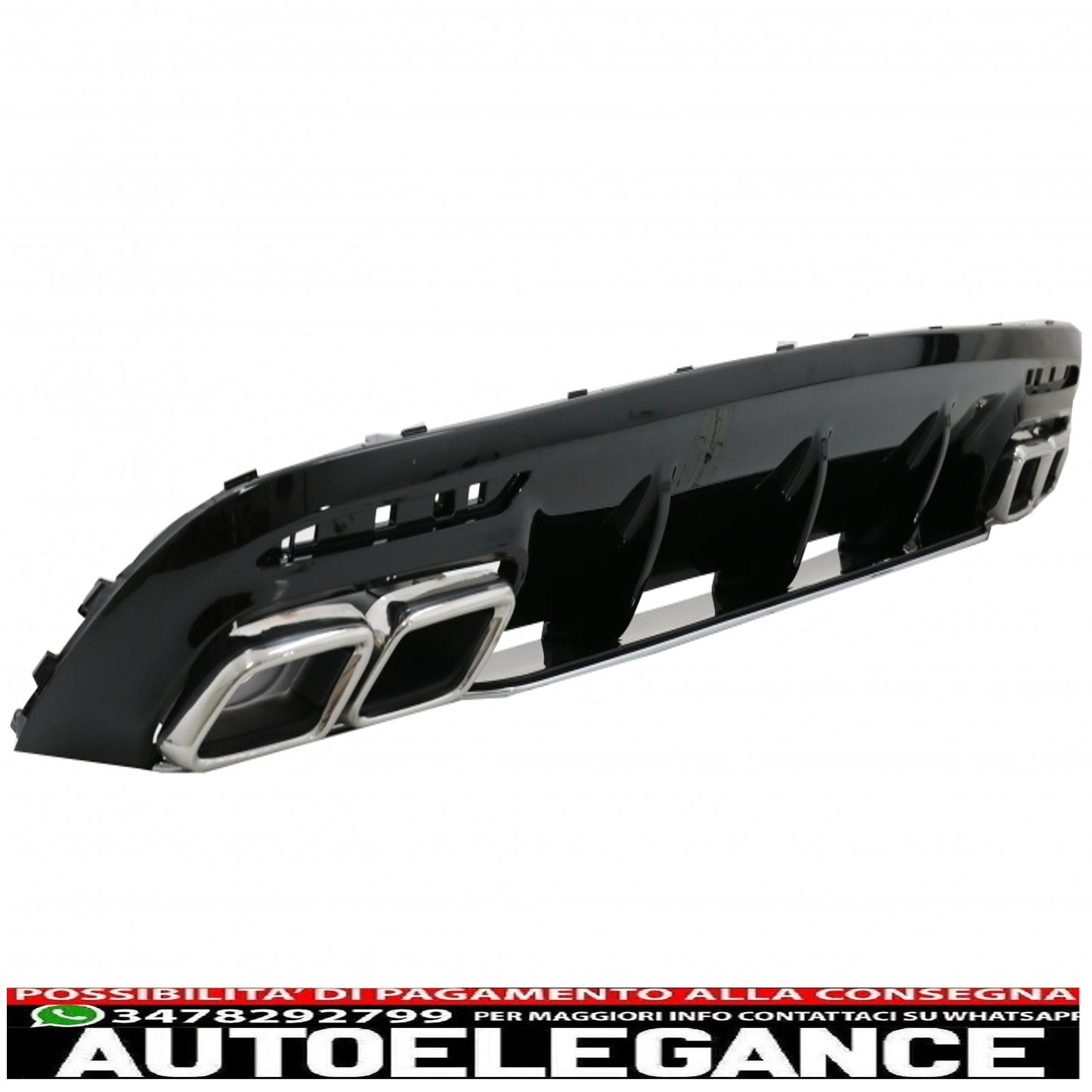 Rear Bumper Air Diffuser with Chrome Muffler Tips Fit for Mercedes S-Class C217 Coupe (2014-2020) S63 Facelift Design