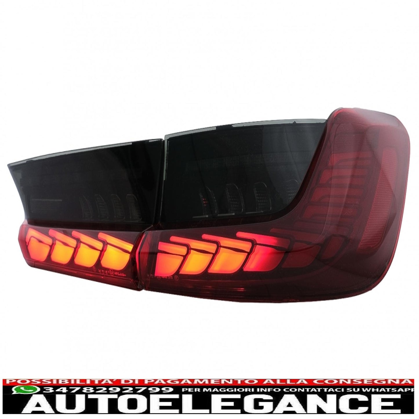 Full LED rear lights suitable for bmw 3 series g20 g28 m3 g80 sedan (2018-2022) smoke red with dynamic sequential turning light