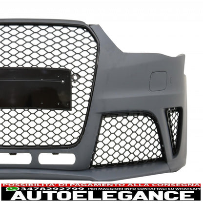 paraurti anteriore adatto per audi a4 b8 facelift (2012-2015) con paraurti posteriore, mantovana, diffusore d'aria e terminali di scarico, terminali di scarico, design RS4