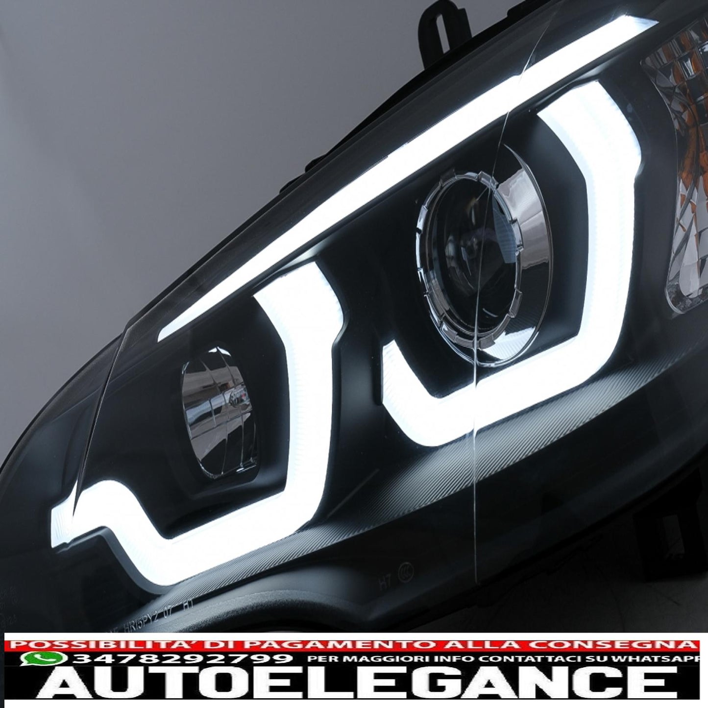 led light tube drl angel eye headlights suitable for bmw x5 e70 (2007-2010) black 