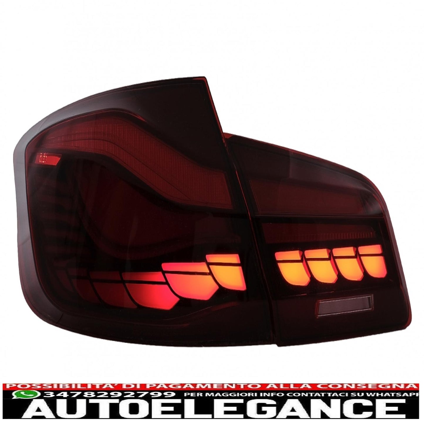 oled rear lights suitable for bmw 5 series f10 (2011-2017) transparent red with dynamic sequential turning light