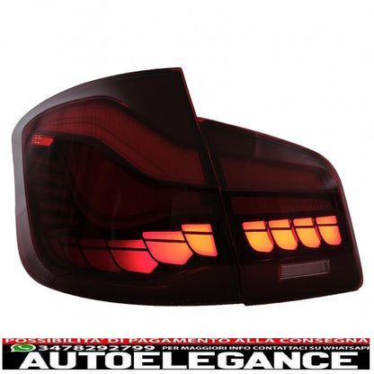 oled rear lights suitable for bmw 5 series f10 (2011-2017) transparent red with dynamic sequential turning light