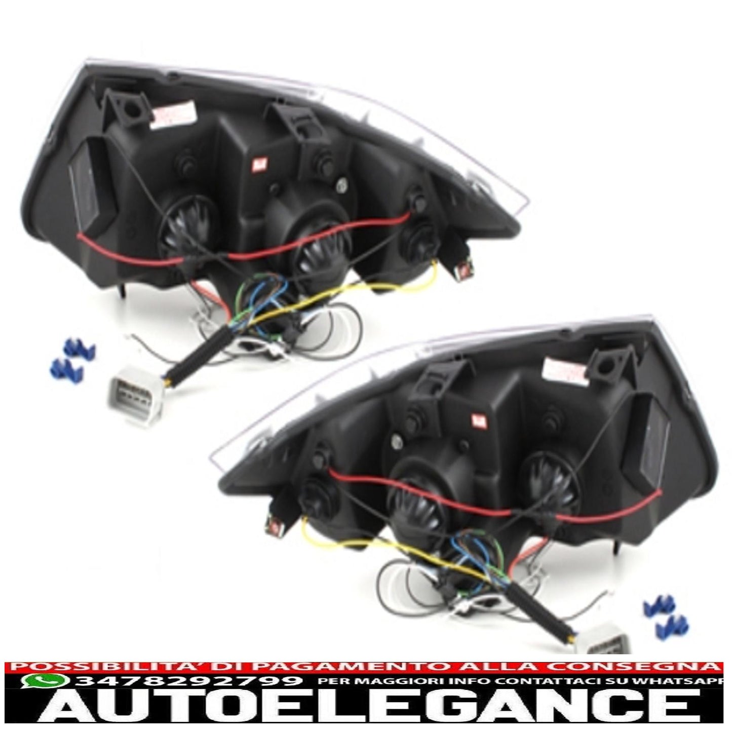dayline headlights suitable for bmw e90 e91 05+ 2 halo rims drl led optics black