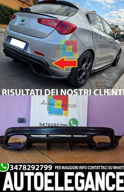 DIFFUSER FOR ALFA ROMEO GIULIETTA QUADRIFOGLIO LOOK UNDER REAR BUMPER 