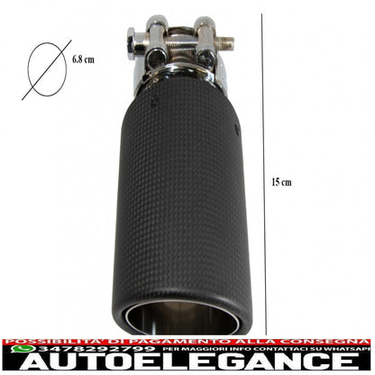 Universal Carbon Fiber Exhaust Muffler Tip Matte Finish Inlet 6.8cm/2.67inch