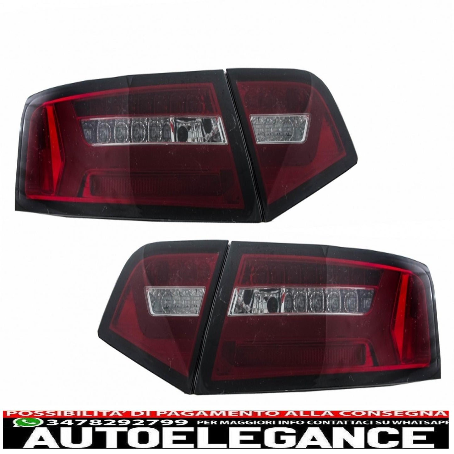 led rear lights suitable for audi a6 4f2 c6 limousine (2008-2011) red smoke restyling design with sequential dynamic cornering lights