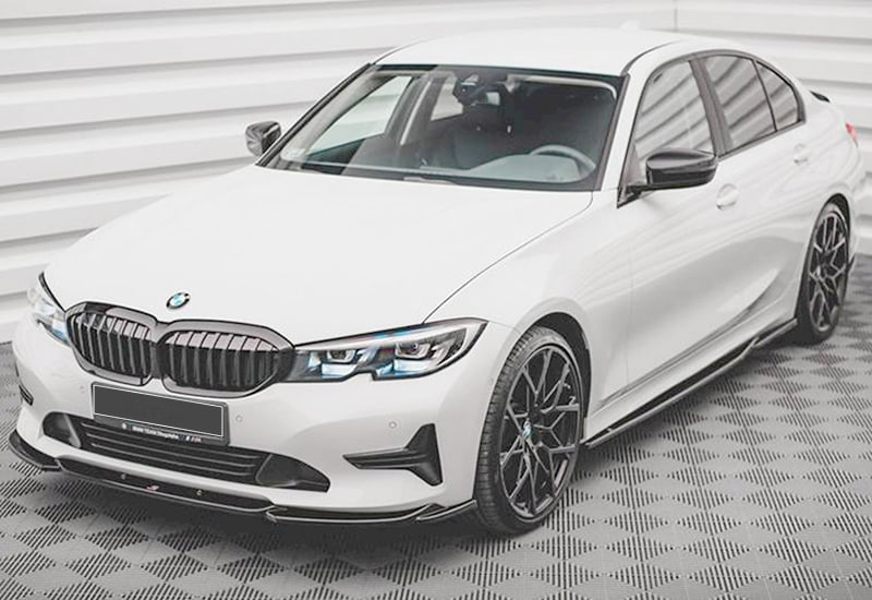 SPLITTER ANTERIORE ADATTO PER BMW SERIE 3 G20 2019+ LOOK NERO LUCIDO