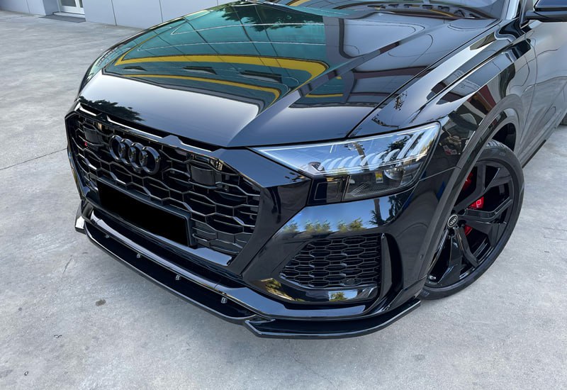 SPLITTER ANTERIORE ADATTO PER AUDI RSQ8 2019+ LOOK NERO LUCIDO DESIGN SPORTIVO