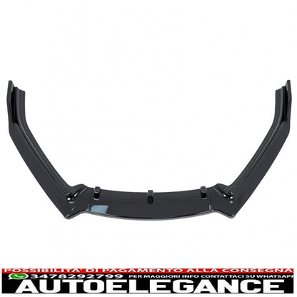 Front Bumper Lip Extension Spoiler Suitable For VW Polo 6R 6C Facelift (2009-2017) Piano Black 