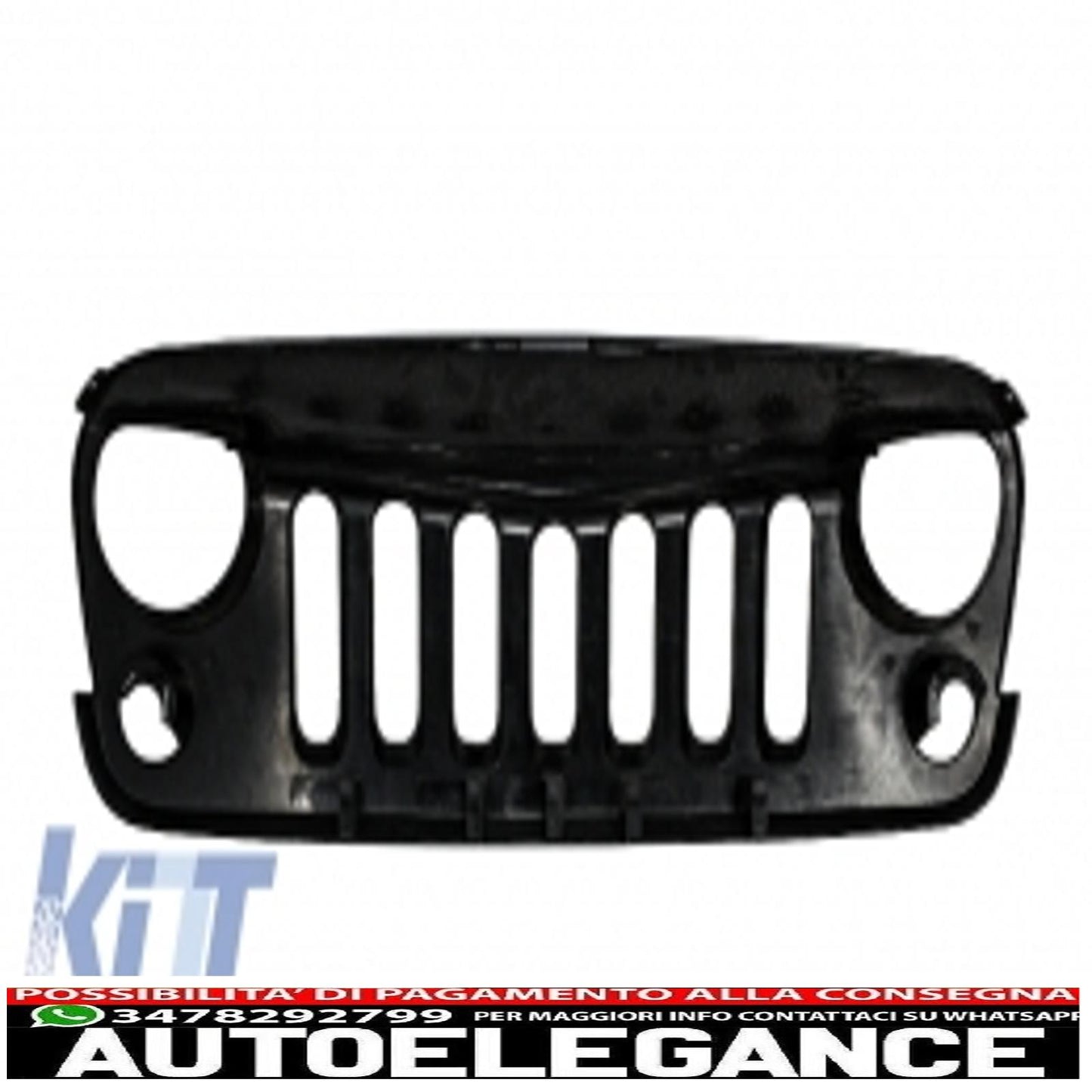 montaggio della griglia centrale griglia anteriore adatta per jeep wrangler / rubicon jk (2007-2017) design arrabbiato uccello nero pianoforte con fari bi-xeno nascosti