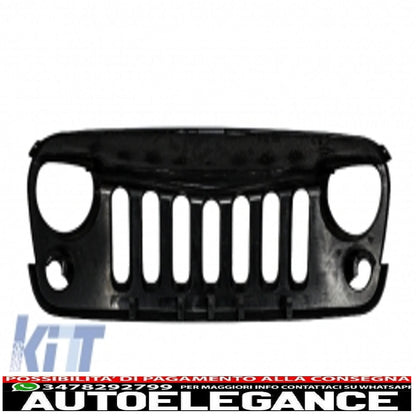 montaggio della griglia centrale griglia anteriore adatta per jeep wrangler / rubicon jk (2007-2017) design arrabbiato uccello nero pianoforte con fari bi-xeno nascosti