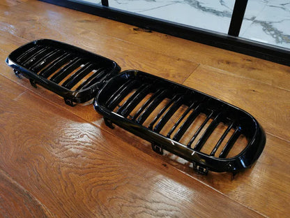 GRIGLIA ADATTA PER BMW X5 F15 X6 F16 2013-2018 DOPPIA FASCIA LOOK NERO LUCIDO