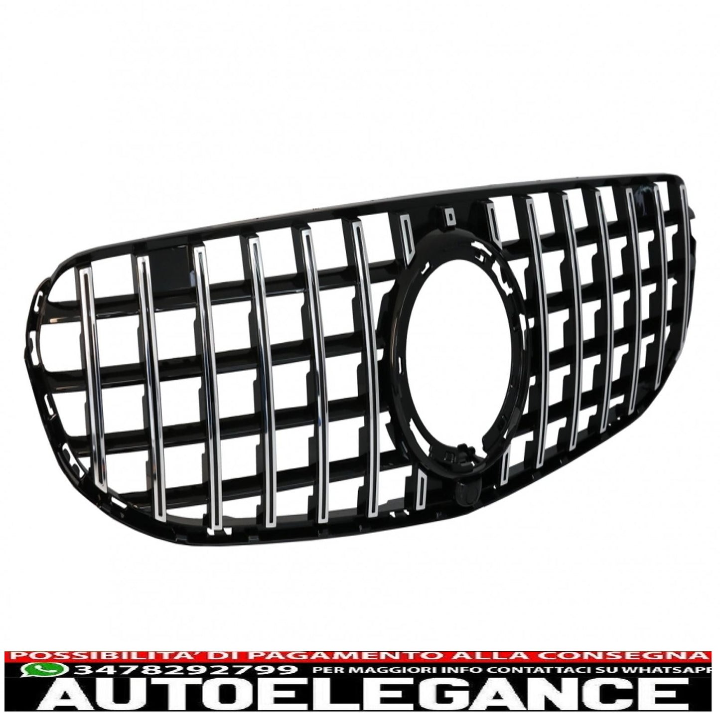 griglia anteriore centrale adatta per mercedes glc x253 c253 facelift (2020 in poi) standard e fuoristrada gtr panamericana design cromato
