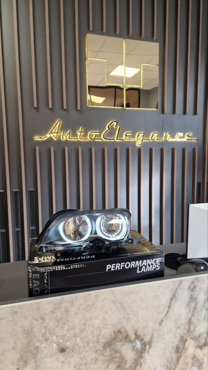 FARI ADATTI PER BMW SERIE 3 E46 2001-2005 ANGEL EYES + DOPPIO KIT LED