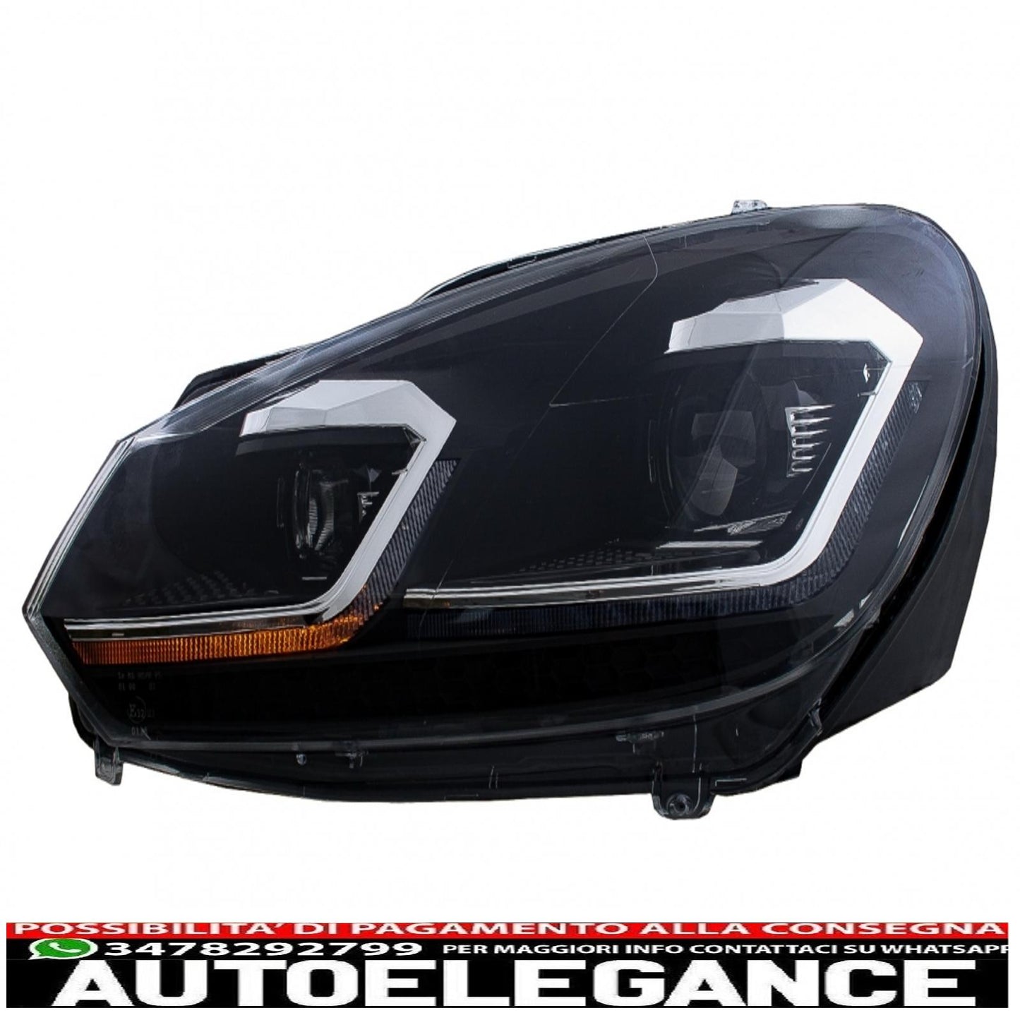 led headlights suitable for vw golf 6 vi (2008-2013) with restyling g7.5 silver look dynamic and sliding sequential cornering lights