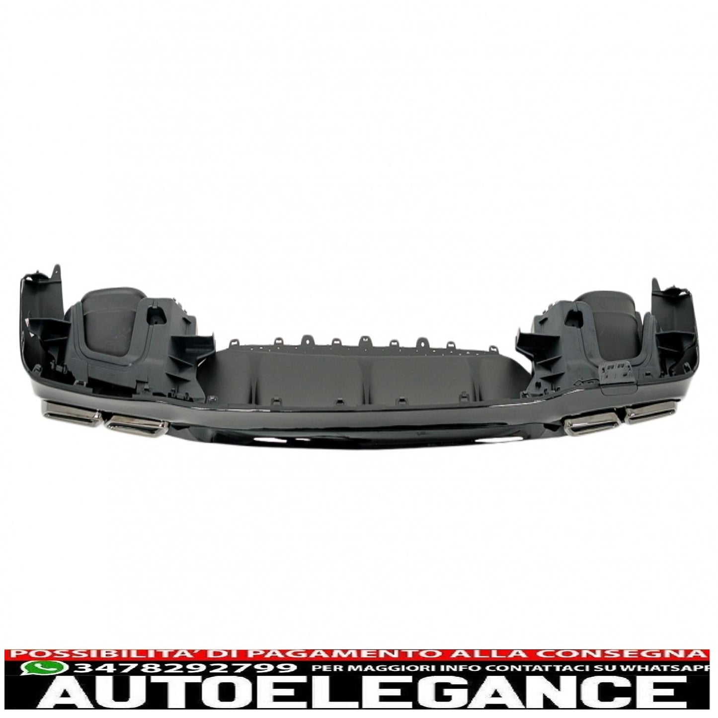 Rear diffuser with black tailpipes suitable for mercedes e class w213 sport line (2016-2019) e63 design night package 