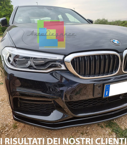 BMW SERIE 5 G30 G31 M SPLITTER PARAURTI ANTERIORE NERO LUCIDO ABS LAMA 0321 AUTOELEGANCERICAMBI