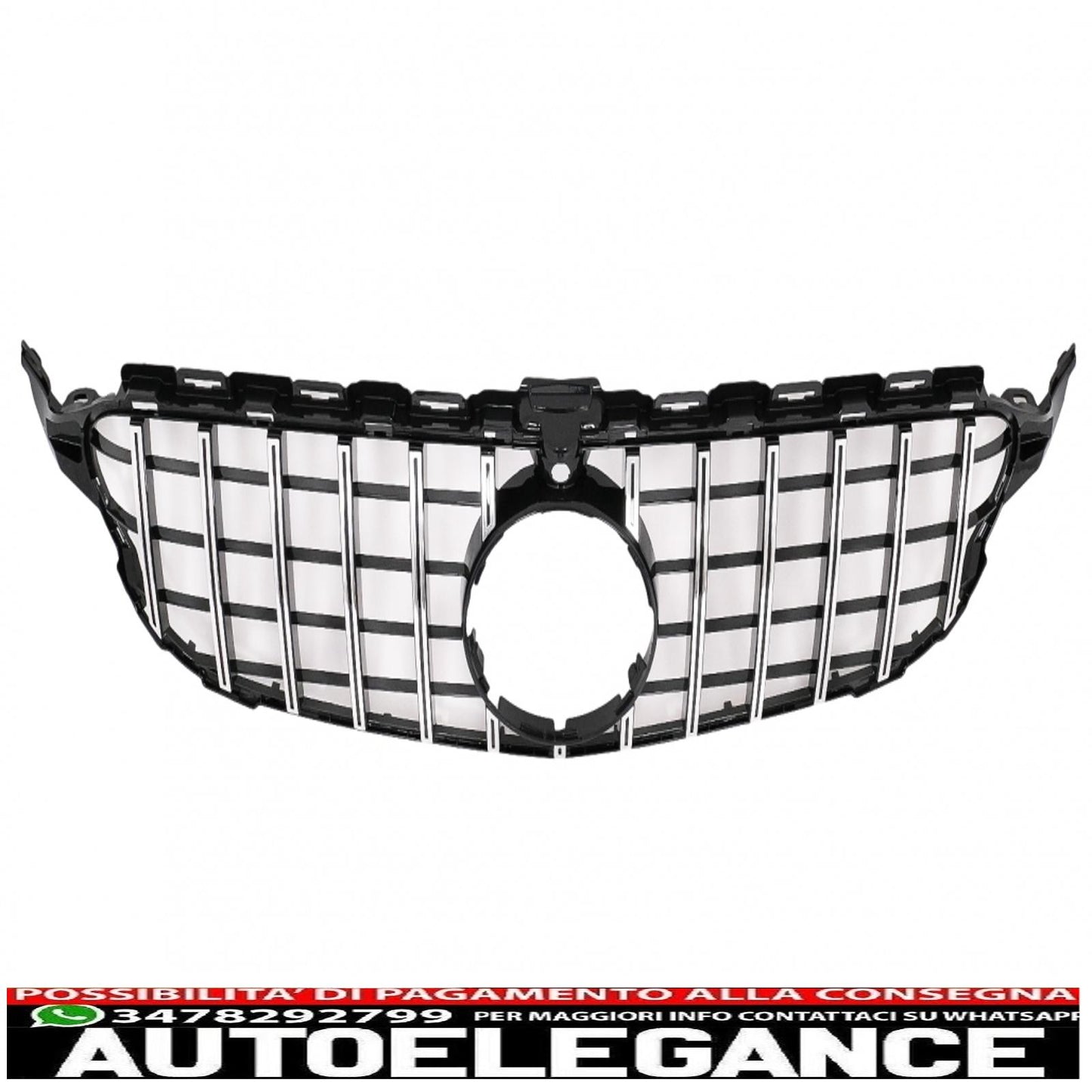 front grille suitable for mercedes c class w205 s205 c205 (2014-2018) gt-r design panamericana black chrome with 360 camera 