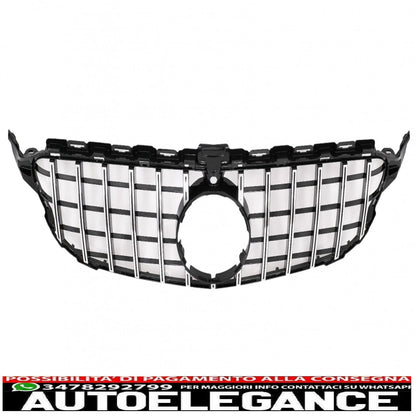 front grille suitable for mercedes c class w205 s205 c205 (2014-2018) gt-r design panamericana black chrome with 360 camera 