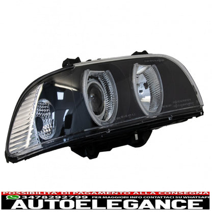 angel eye headlights suitable for bmw 5 series e39 (1996-2003) restyling design black chrome edition 