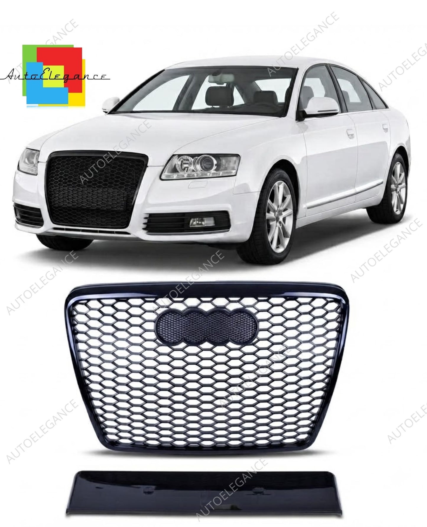👉Griglia anteriore lucida nera adatta per Audi A6 C6 4F Facelift 2008-2011👈