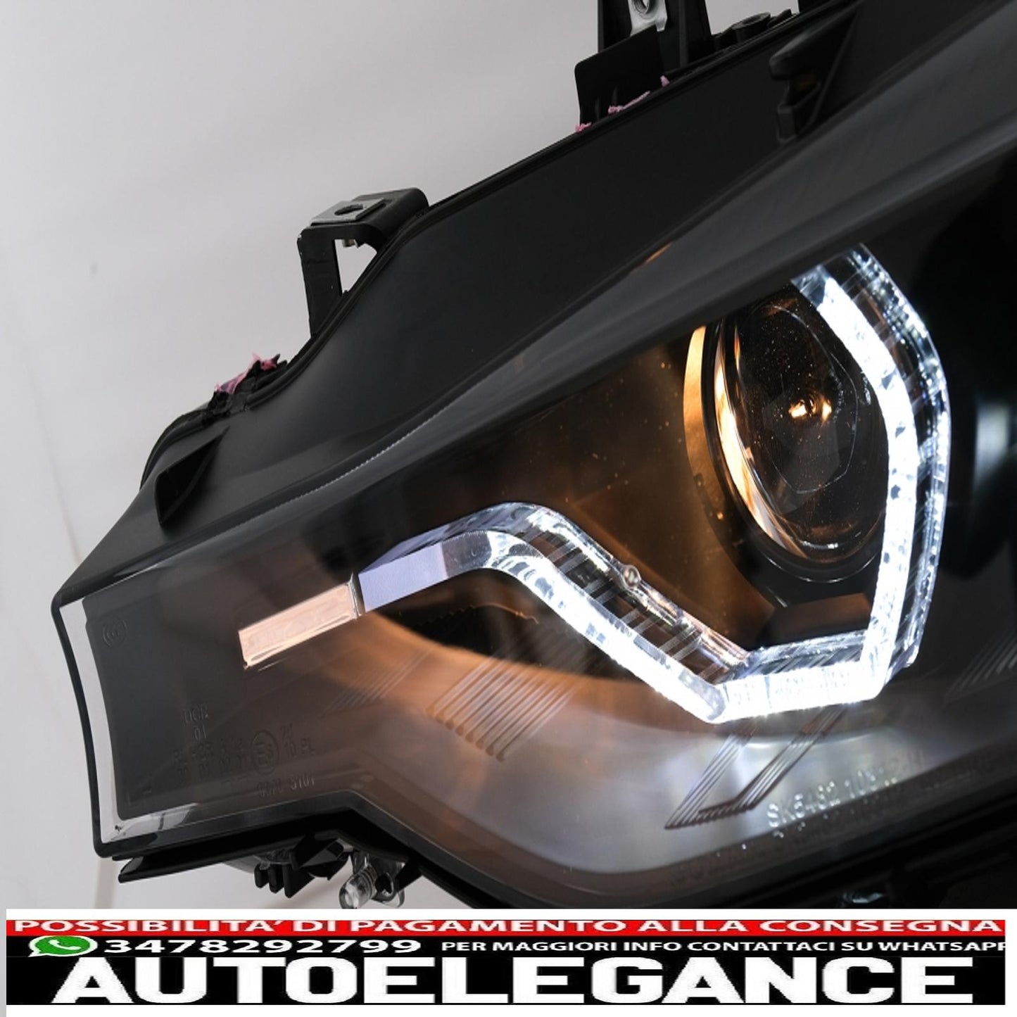 LED DRL Angel Eye headlights suitable for BMW 3 Series F30 F31 LCI Sedan Touring (2015-2019) black