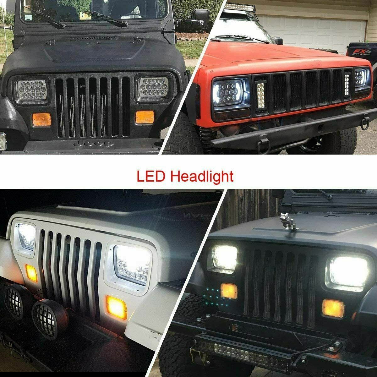COPPIA FARI PER JEEP WRANGLER YJ FANALI ANTERIORE FULL LED DIURNE DRL 0165 AUTOELEGANCERICAMBI