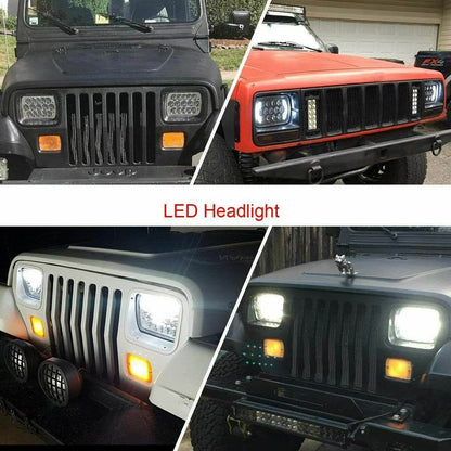COPPIA FARI PER JEEP WRANGLER YJ FANALI ANTERIORE FULL LED DIURNE DRL 0165 AUTOELEGANCERICAMBI