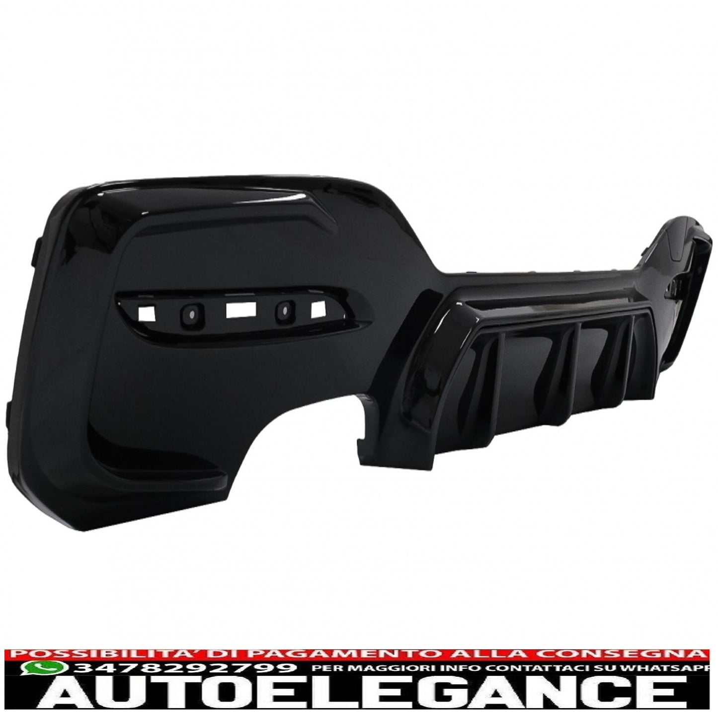 spoiler paraurti posteriore mantovana diffusore sinistro doppia uscita adatto per bmw serie 1 f20 f21 lci (2015-2019) nero pianoforte